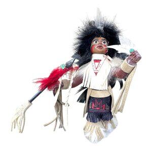 Vintage Native American Inspired Art Doll Handcrafted Storyteller Figure 7" READ